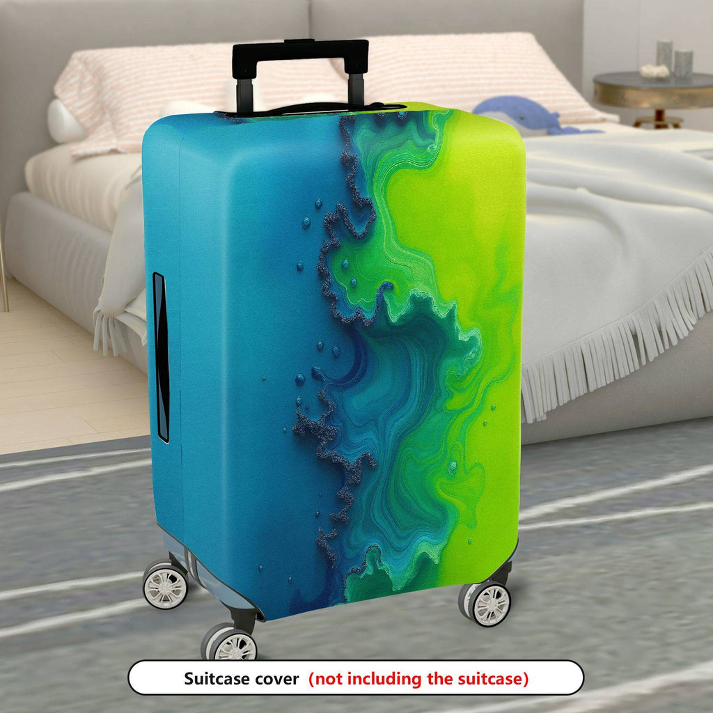 1-Piece Abstract Ocean Wave Fusion Colorful Vibrant Artistic  Suitcase Luggage Cover, Stretch Protective Sleeve