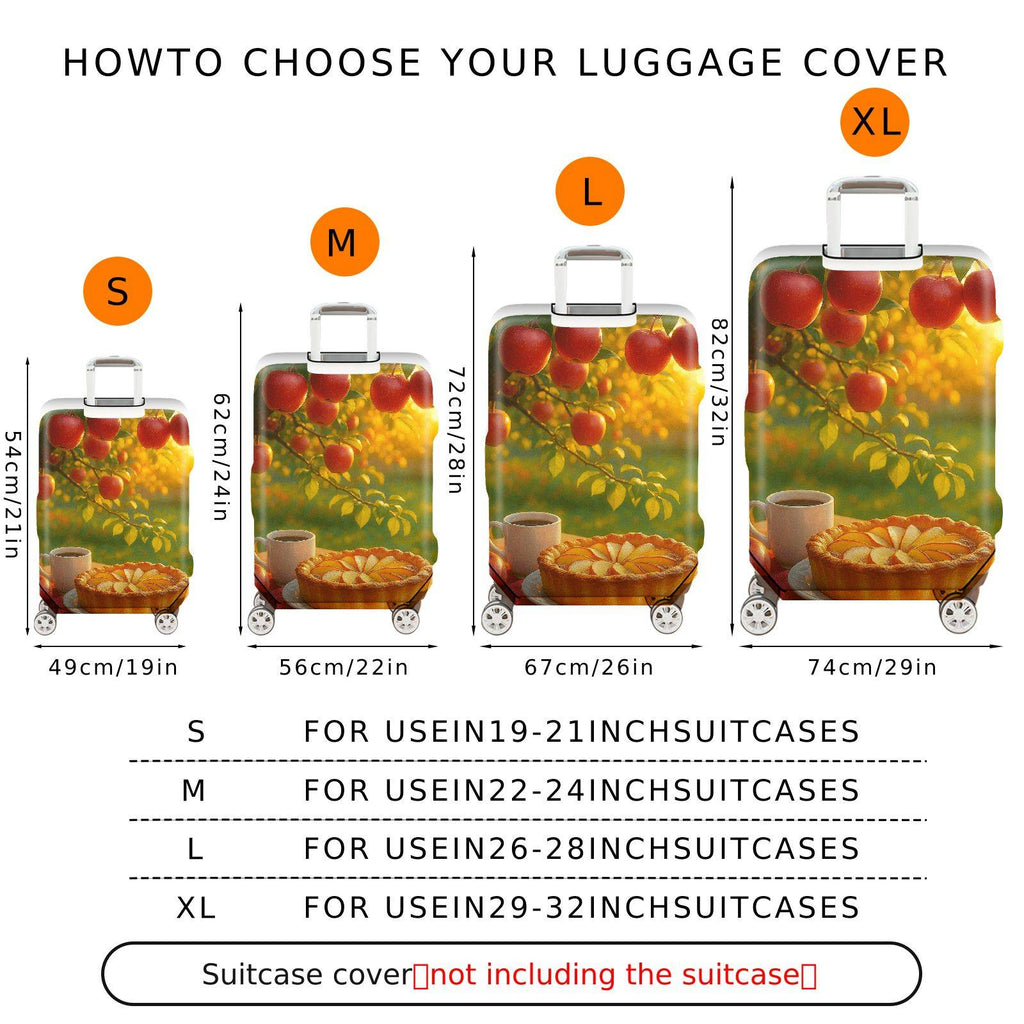 1-Piece Apple Pie Nature Warm Autumn Orchard  Suitcase Luggage Cover, Stretch Protective Sleeve