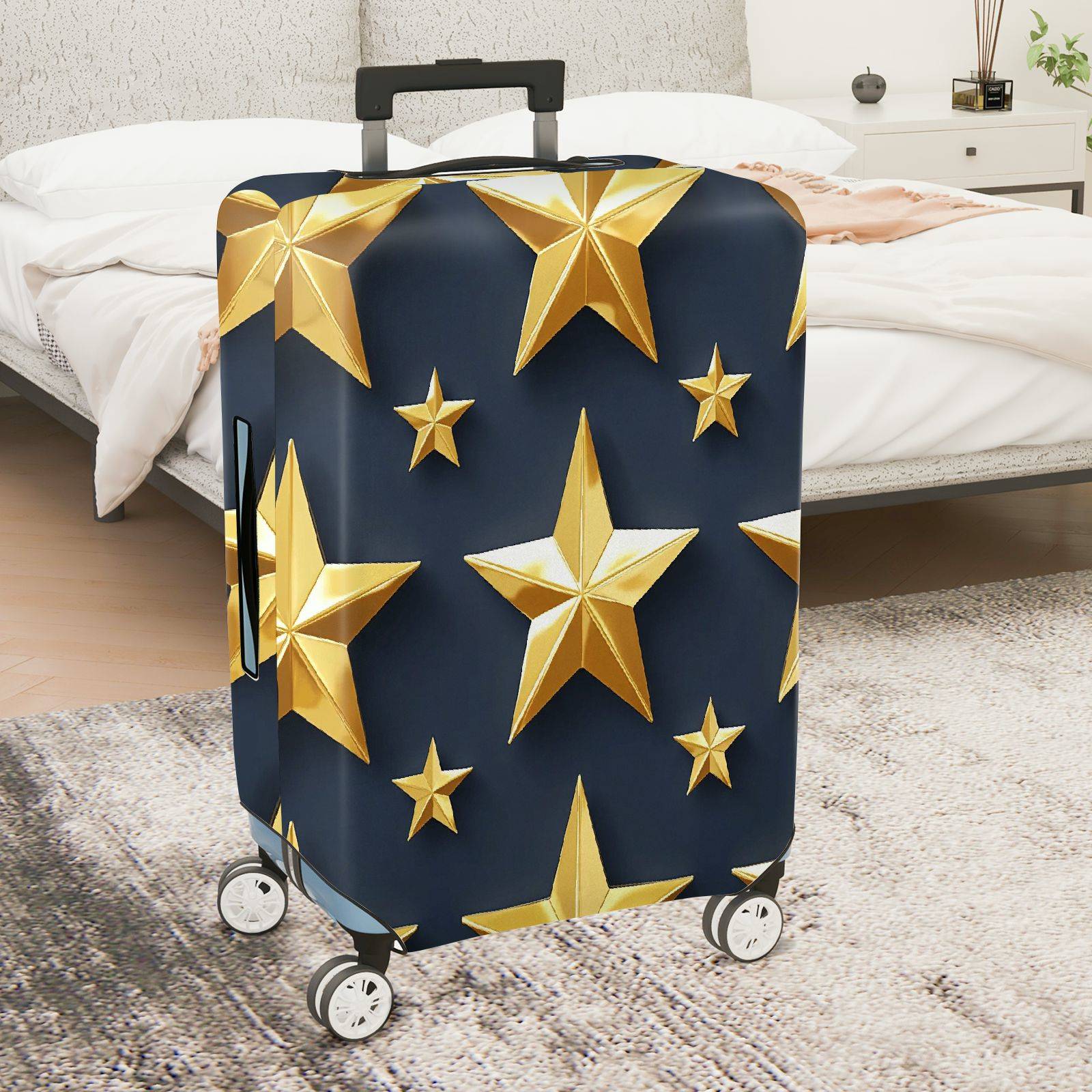 1-Piece Gold Star Pattern Travel Business Holiday Luggage  Suitcase Luggage Cover, Stretch Protective Sleeve