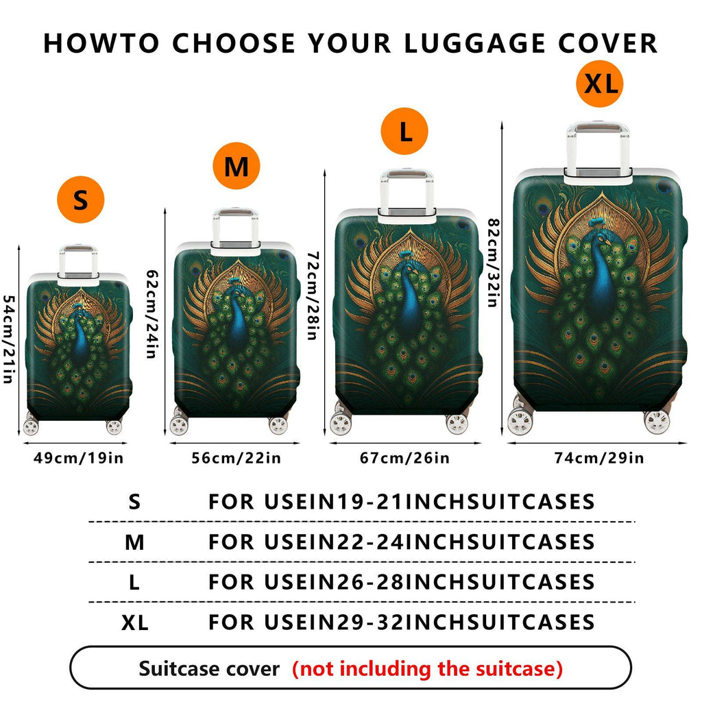1-Piece Peacock Feathers Elegant Artistic Decorative Stylish  Suitcase Luggage Cover, Stretch Protective Sleeve