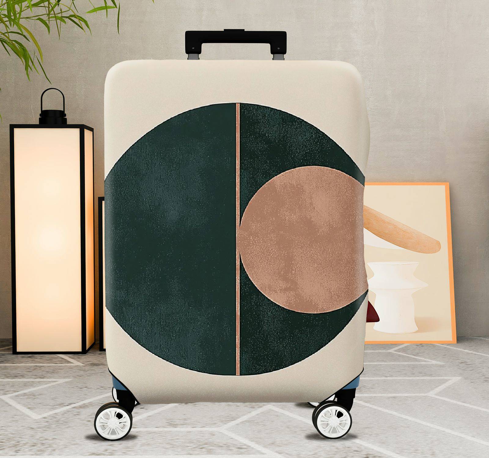 1-Piece Geometric Circle Abstract Modern Artistic Stylish  Suitcase Luggage Cover, Stretch Protective Sleeve
