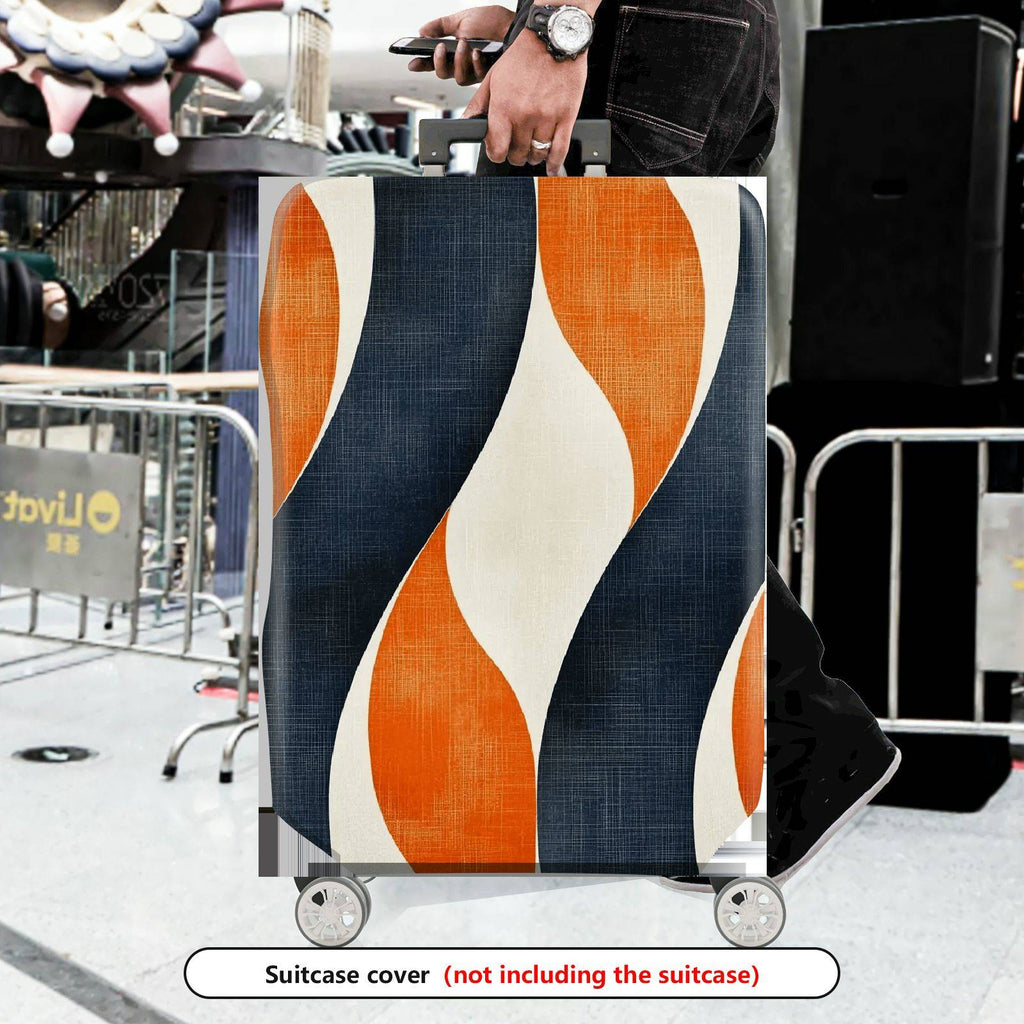 1-Piece Abstract Orange Blue Wave Pattern Stripes Artistic Modern  Suitcase Luggage Cover, Stretch Protective Sleeve