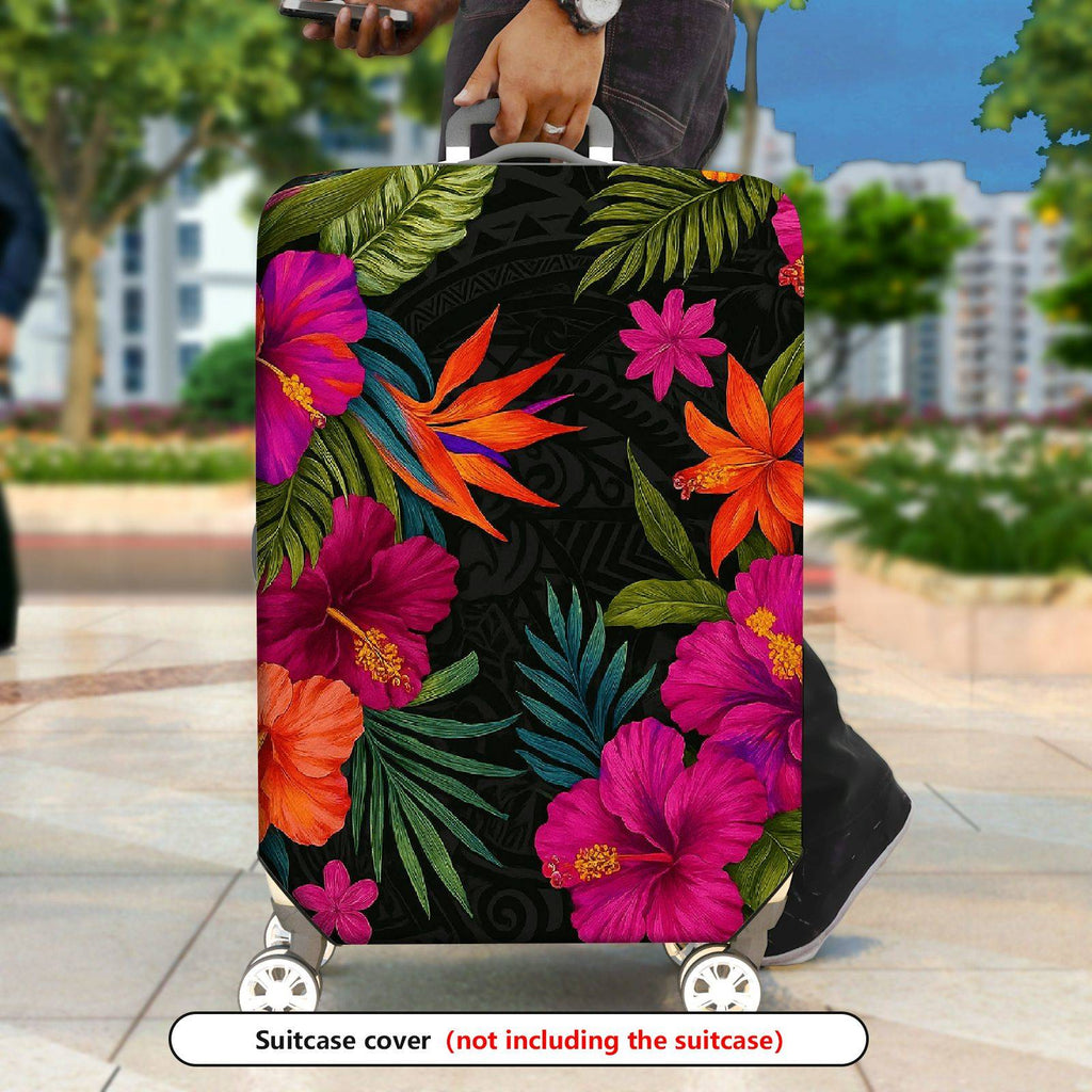 1-Piece A tropical floral jacket for jungle natural plants theme, suitable for business, travel,  Suitcase Luggage Cover, Stretch Protective Sleeve
