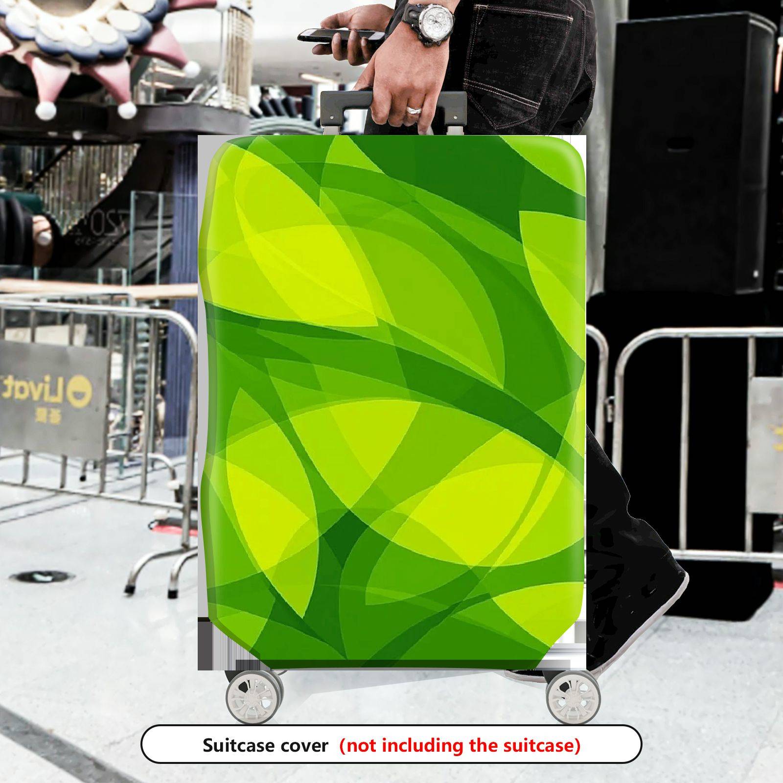 1-Piece Green Abstract Geometric Vibrant Modern Stylish  Suitcase Luggage Cover, Stretch Protective Sleeve