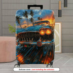 1-Piece Vintage Car Tropical Palm Sunset Fireworks Artistic  Suitcase Luggage Cover, Stretch Protective Sleeve
