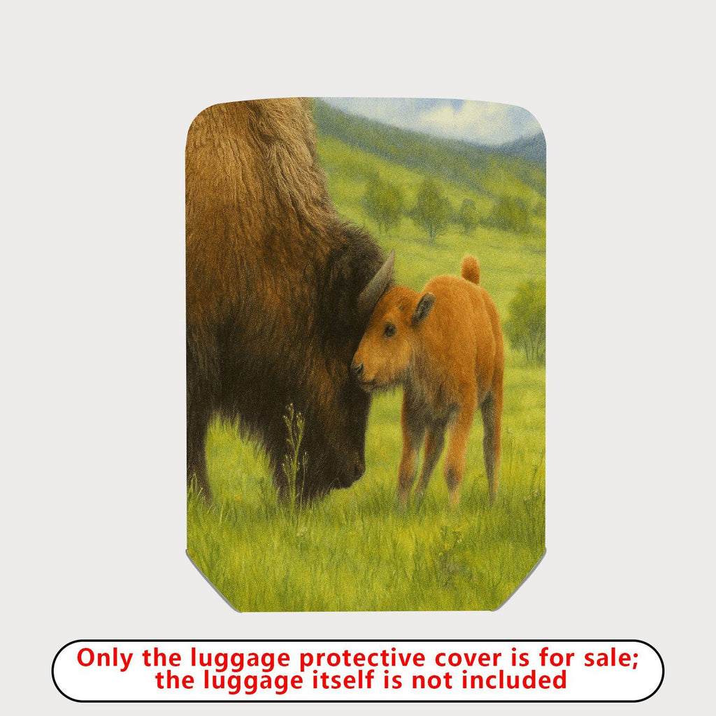 1-Piece Buffalo Landscape Pastoral Nature Animal Herd  Suitcase Luggage Cover, Stretch Protective Sleeve