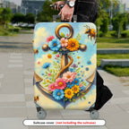 1-Piece Anchor Floral Ocean Bee Clouds Colorful  Suitcase Luggage Cover, Stretch Protective Sleeve