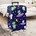 1-Piece Alien Space Cat Spaceship Stars  Suitcase Luggage Cover, Stretch Protective Sleeve