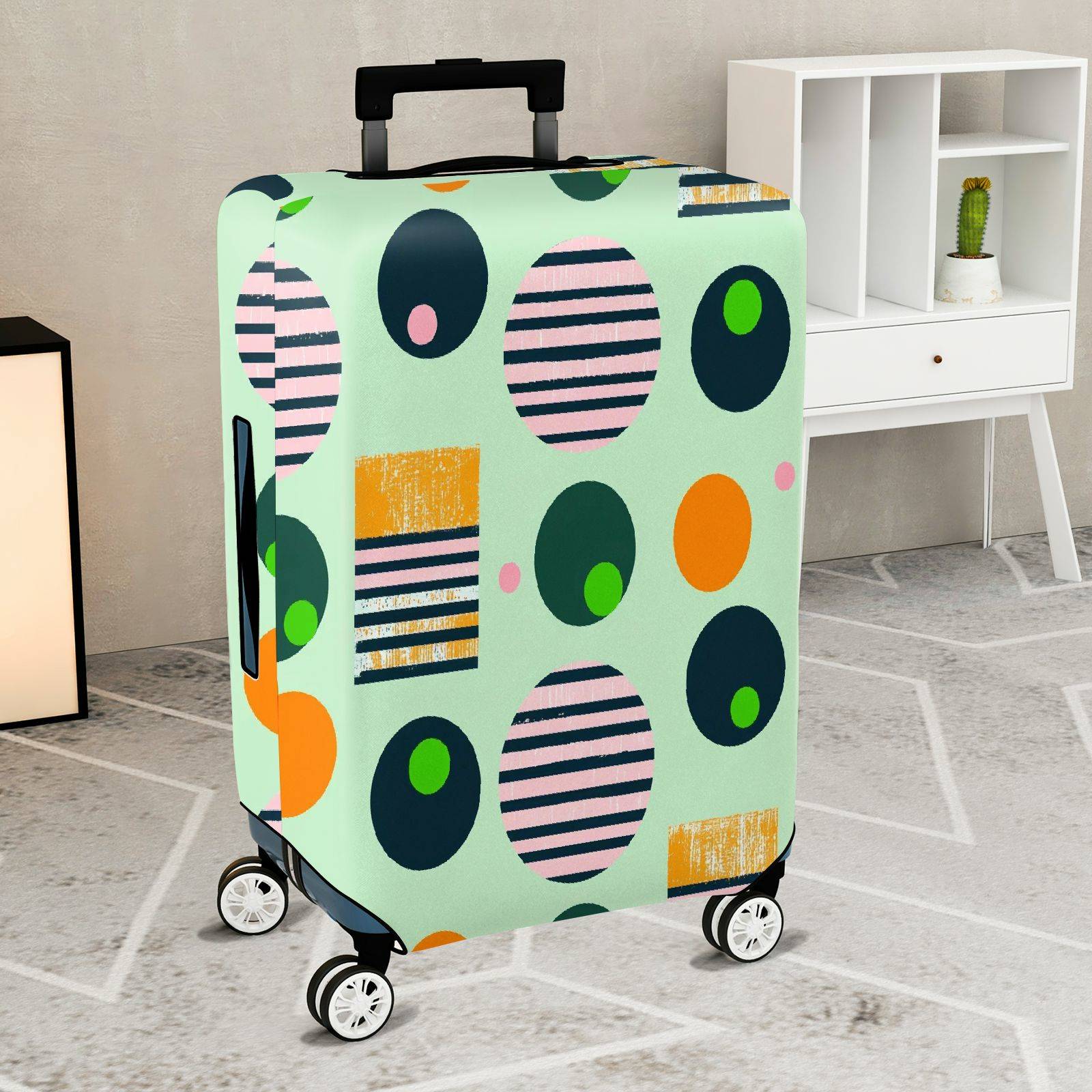 1-Piece Abstract Geometric Colorful Vibrant Playful Pattern  Suitcase Luggage Cover, Stretch Protective Sleeve