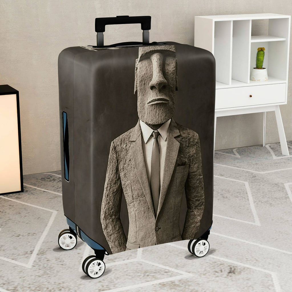 1-Piece Abstract Sculpture Suit Moai Art Stone  Suitcase Luggage Cover, Stretch Protective Sleeve