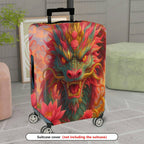 1-Piece Dragon Floral Artistic Mystical Vibrant  Suitcase Luggage Cover, Stretch Protective Sleeve