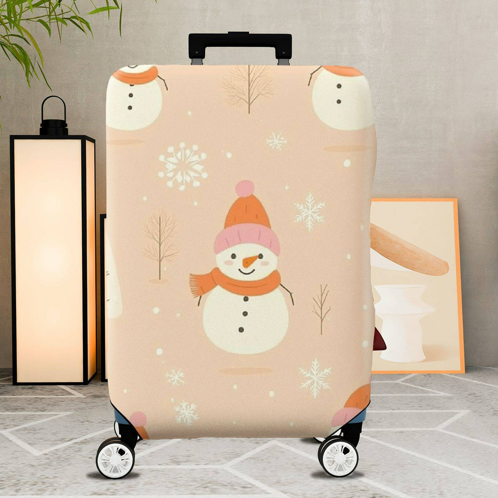 1-Piece Snowman Winter Christmas Holiday Festive  Suitcase Luggage Cover, Stretch Protective Sleeve