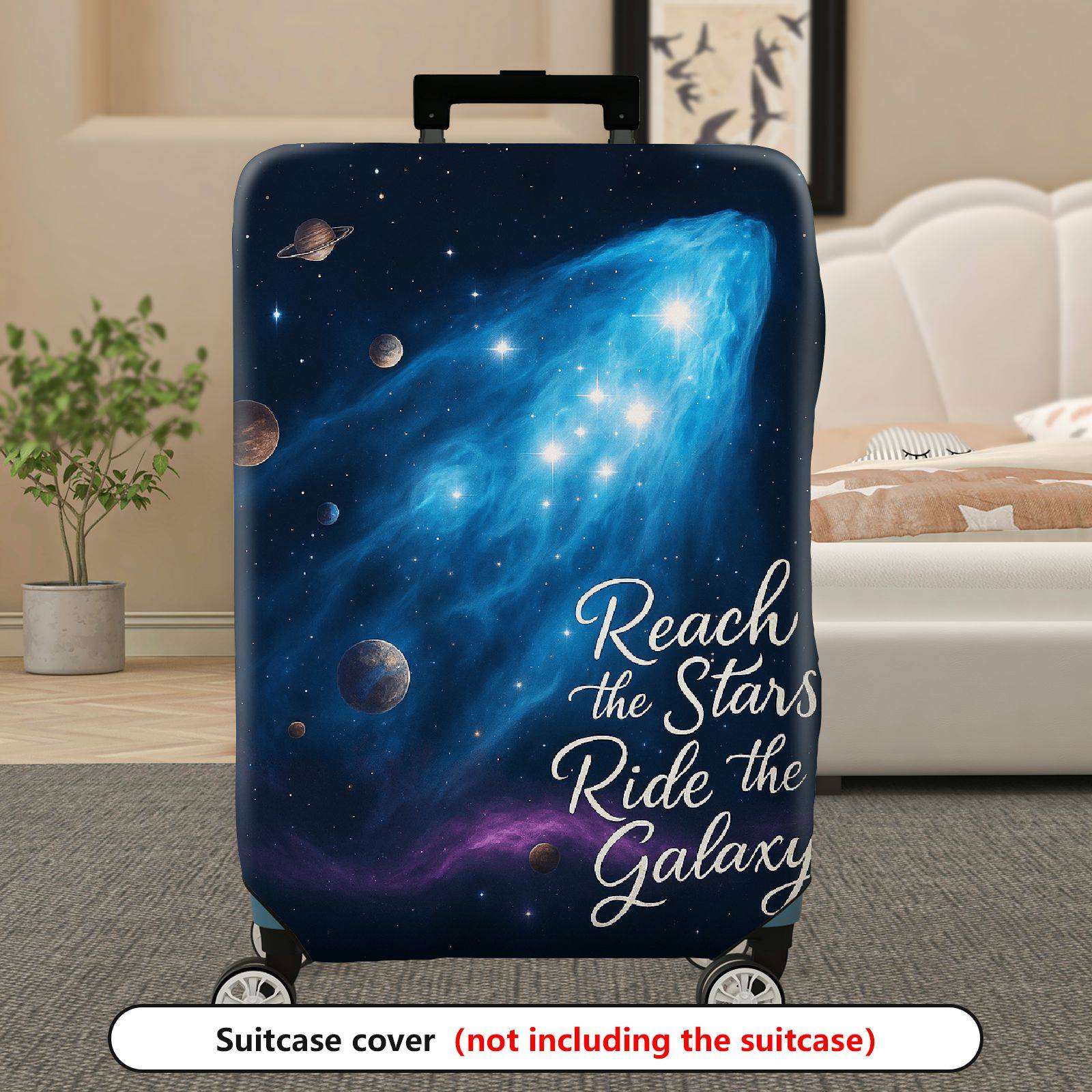 1-Piece Galaxy Stars Space Astronaut Planet Cosmic  Suitcase Luggage Cover, Stretch Protective Sleeve