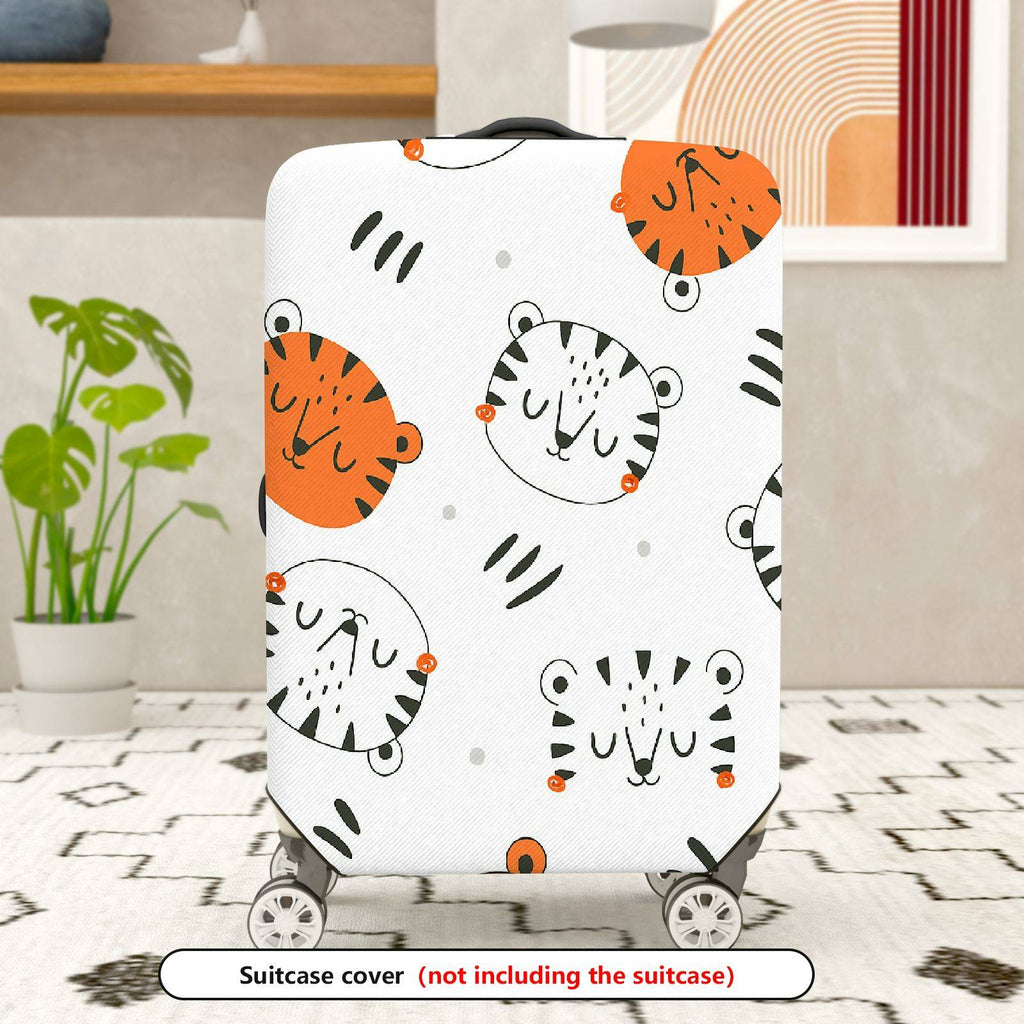 1-Piece Animal Pattern White Black Orange Tiger Stripes  Suitcase Luggage Cover, Stretch Protective Sleeve