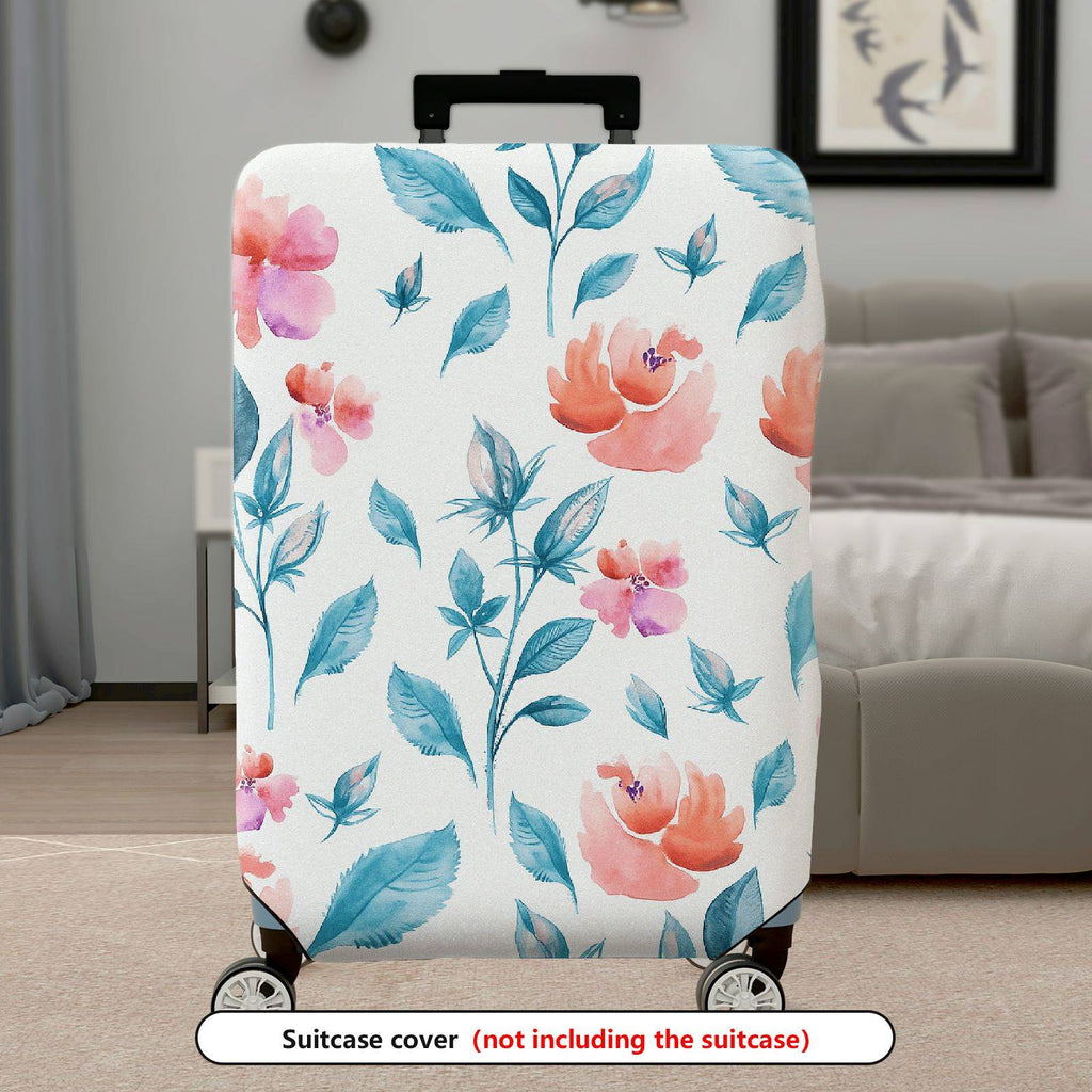 1-Piece Floral Watercolor Artistic Bright Colorful Elegant Travel  Suitcase Luggage Cover, Stretch Protective Sleeve