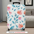 1-Piece Floral Watercolor Artistic Bright Colorful Elegant Travel  Suitcase Luggage Cover, Stretch Protective Sleeve