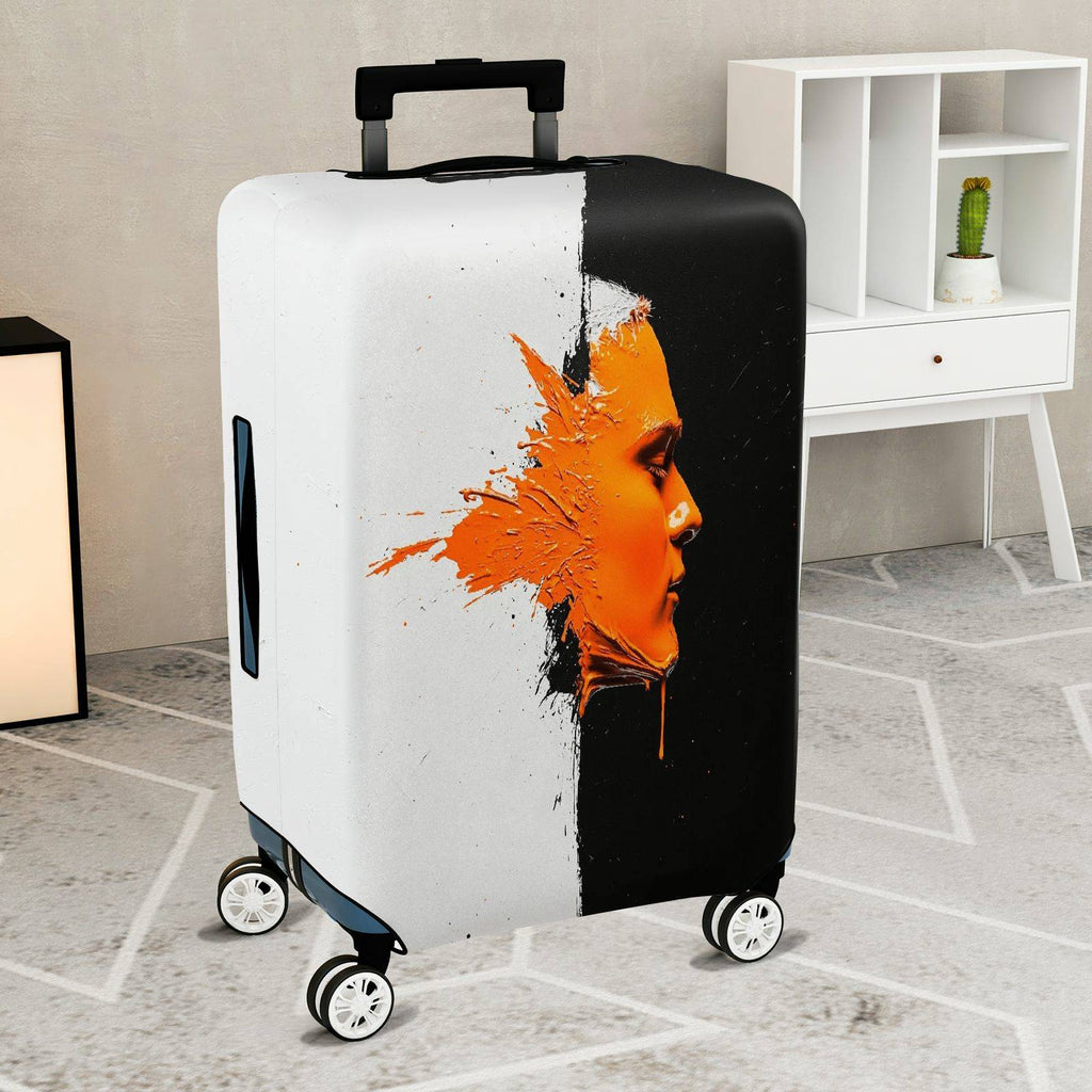 1-Piece Abstract Autumn Leaf Splash Artistic Modern Colorful  Suitcase Luggage Cover, Stretch Protective Sleeve