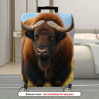 1-Piece Animal Nature Brown Horned Wildlife Unique  Suitcase Luggage Cover, Stretch Protective Sleeve
