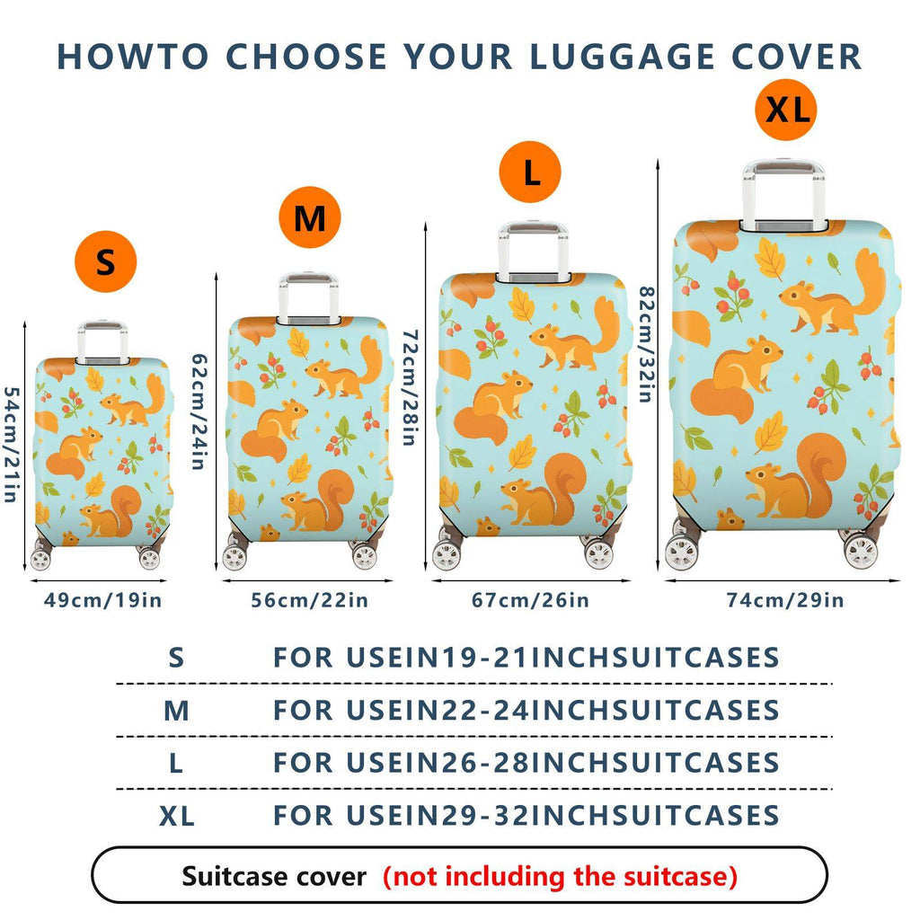 1-Piece Animal Autumn Leaf Cherry Squirrel Pattern  Suitcase Luggage Cover, Stretch Protective Sleeve