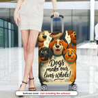 1-Piece Animal Quote Dog Paw Travel Colorful  Suitcase Luggage Cover, Stretch Protective Sleeve