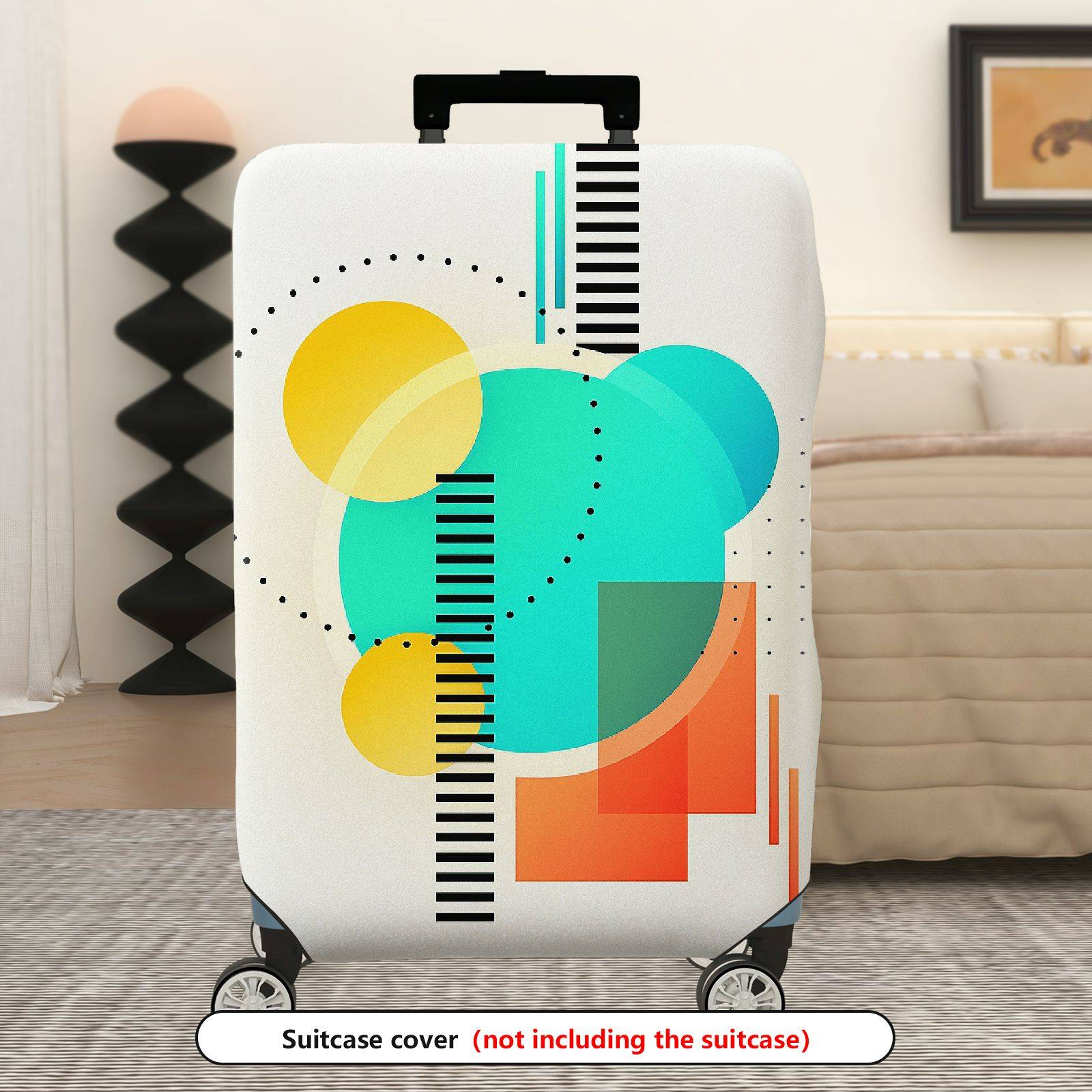 1-Piece Abstract Colorful Geometric Artistic Modern Travel  Suitcase Luggage Cover, Stretch Protective Sleeve