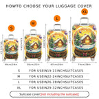 1-Piece Snow Globe Christmas Cabin Holiday Festive Winter  Suitcase Luggage Cover, Stretch Protective Sleeve