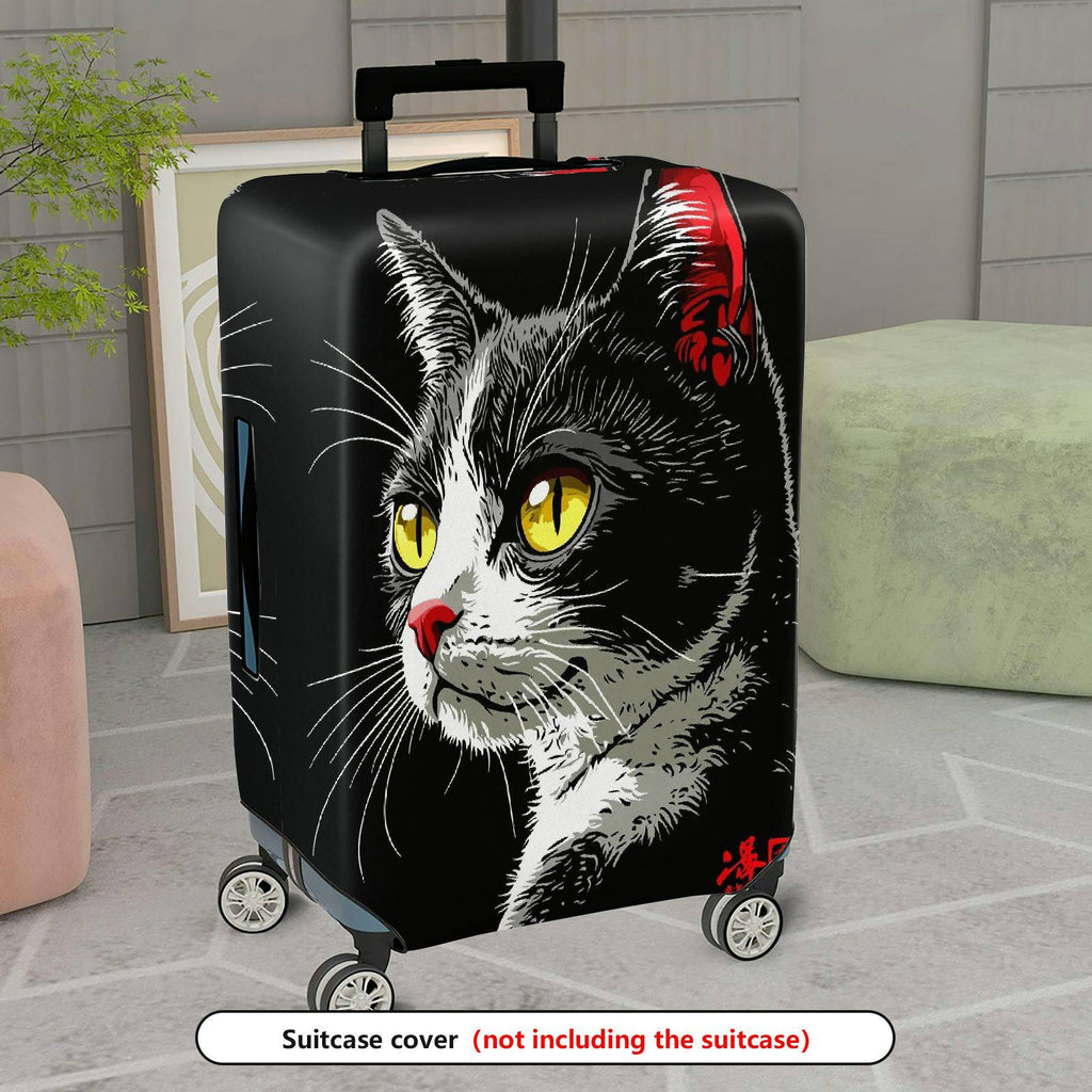 1-Piece Cat Graphic Artistic Stylish Unique Chic  Suitcase Luggage Cover, Stretch Protective Sleeve