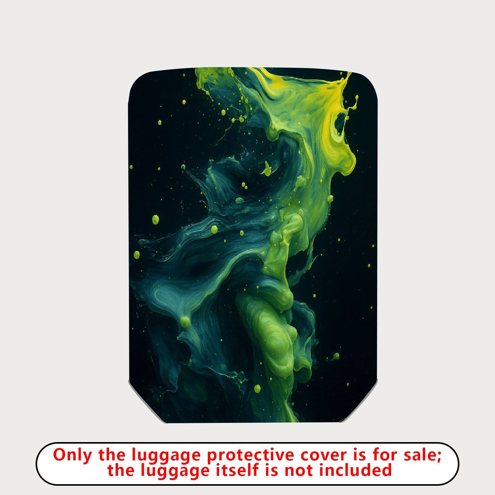 1-Piece Abstract Swirl Splash Green Black Artistic  Suitcase Luggage Cover, Stretch Protective Sleeve