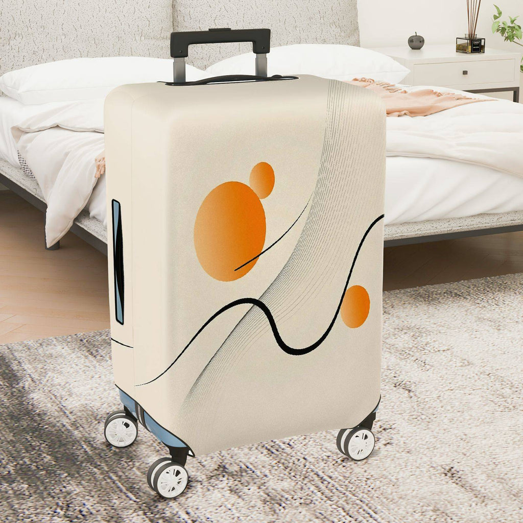 1-Piece Minimalist Abstract Geometric Art Orange Swirl  Suitcase Luggage Cover, Stretch Protective Sleeve