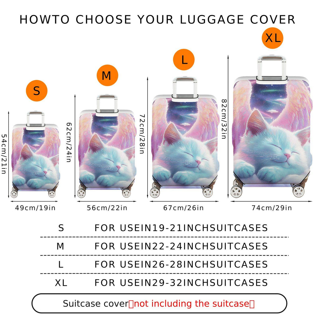 1-Piece Angel Cat Galaxy Dream Wing Star  Suitcase Luggage Cover, Stretch Protective Sleeve