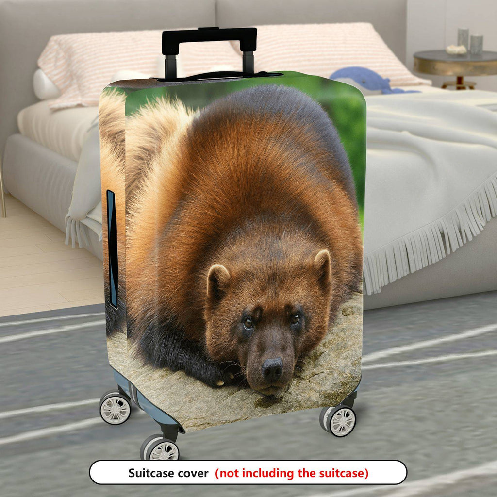 1-Piece Animal Nature Wildlife Forest Cute Wolverine  Suitcase Luggage Cover, Stretch Protective Sleeve