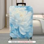 1-Piece Blue Floral Peony Bloom Soft Elegant Vintage Artistic  Suitcase Luggage Cover, Stretch Protective Sleeve