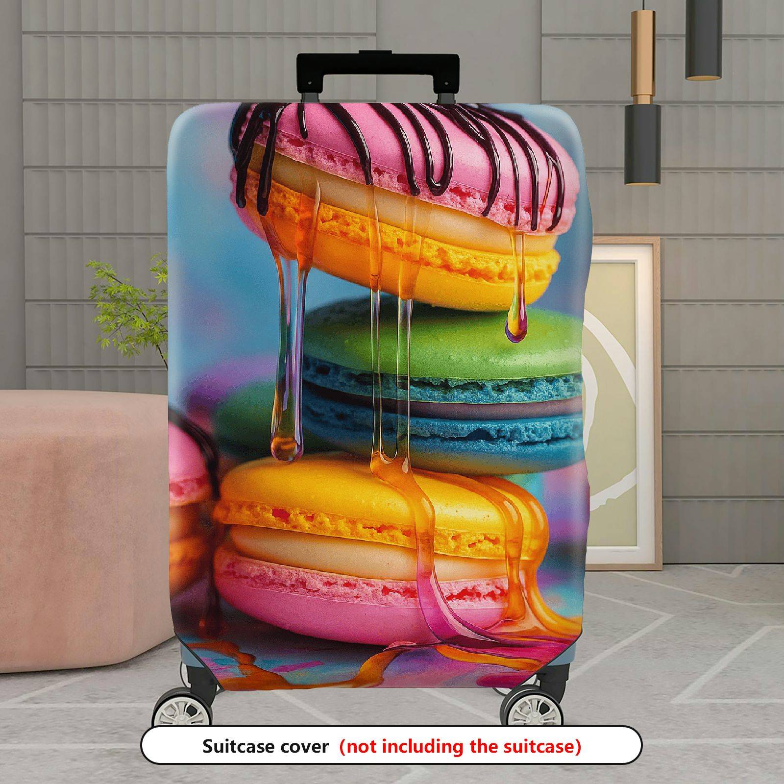 1-Piece Colorful Macaron Drip Design Sweet Pastel Artistic  Suitcase Luggage Cover, Stretch Protective Sleeve