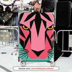 1-Piece Pink Green Tiger Modern Graphic Abstract Art Geometric  Suitcase Luggage Cover, Stretch Protective Sleeve