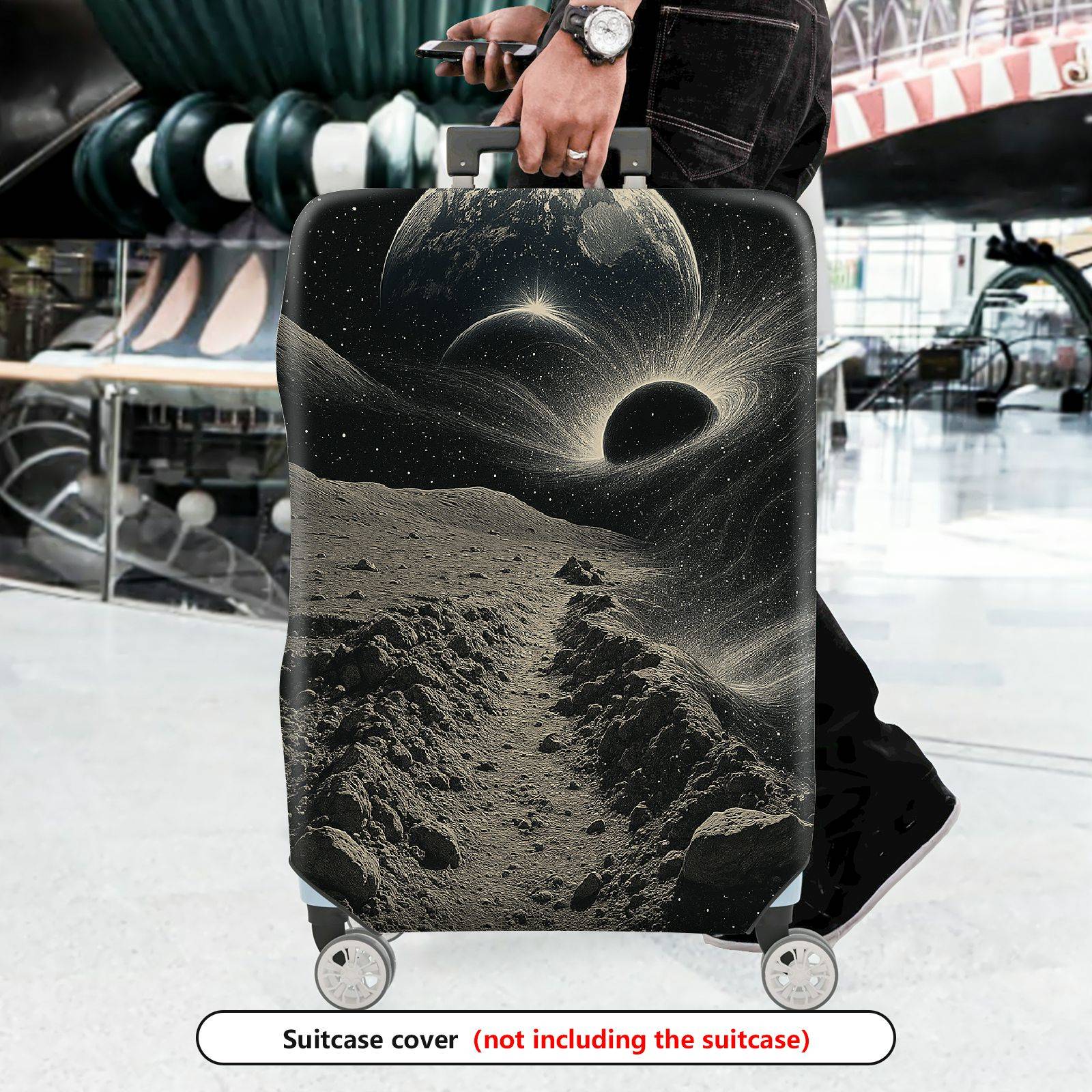 1-Piece Space Galaxy Moon Planet Astronomy Cosmic  Suitcase Luggage Cover, Stretch Protective Sleeve