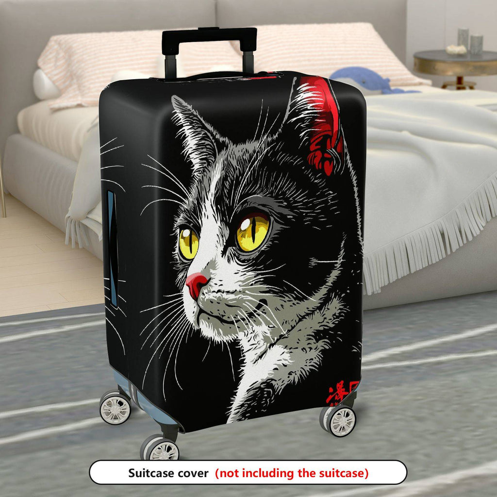1-Piece Cat Graphic Artistic Stylish Unique Chic  Suitcase Luggage Cover, Stretch Protective Sleeve