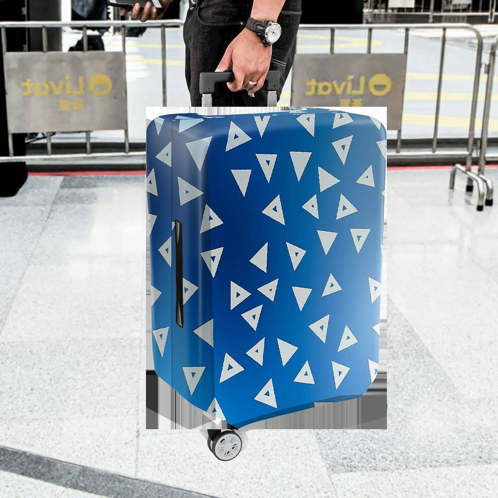 1-Piece Blue Vibrant Geometric Triangle Pattern Stylish Durable  Suitcase Luggage Cover, Stretch Protective Sleeve