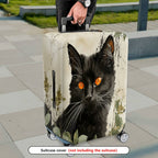 1-Piece Black Cat Artistic Nature Plant Minimalist  Suitcase Luggage Cover, Stretch Protective Sleeve