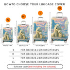 1-Piece Arctic Polar Bear Family Scenic Sunset Iceberg Wilderness  Suitcase Luggage Cover, Stretch Protective Sleeve