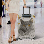 1-Piece Cat Butterfly Flower Words Artistic  Suitcase Luggage Cover, Stretch Protective Sleeve