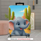 1-Piece Elephant  Desert Cactus Landscape Colorful  Suitcase Luggage Cover, Stretch Protective Sleeve