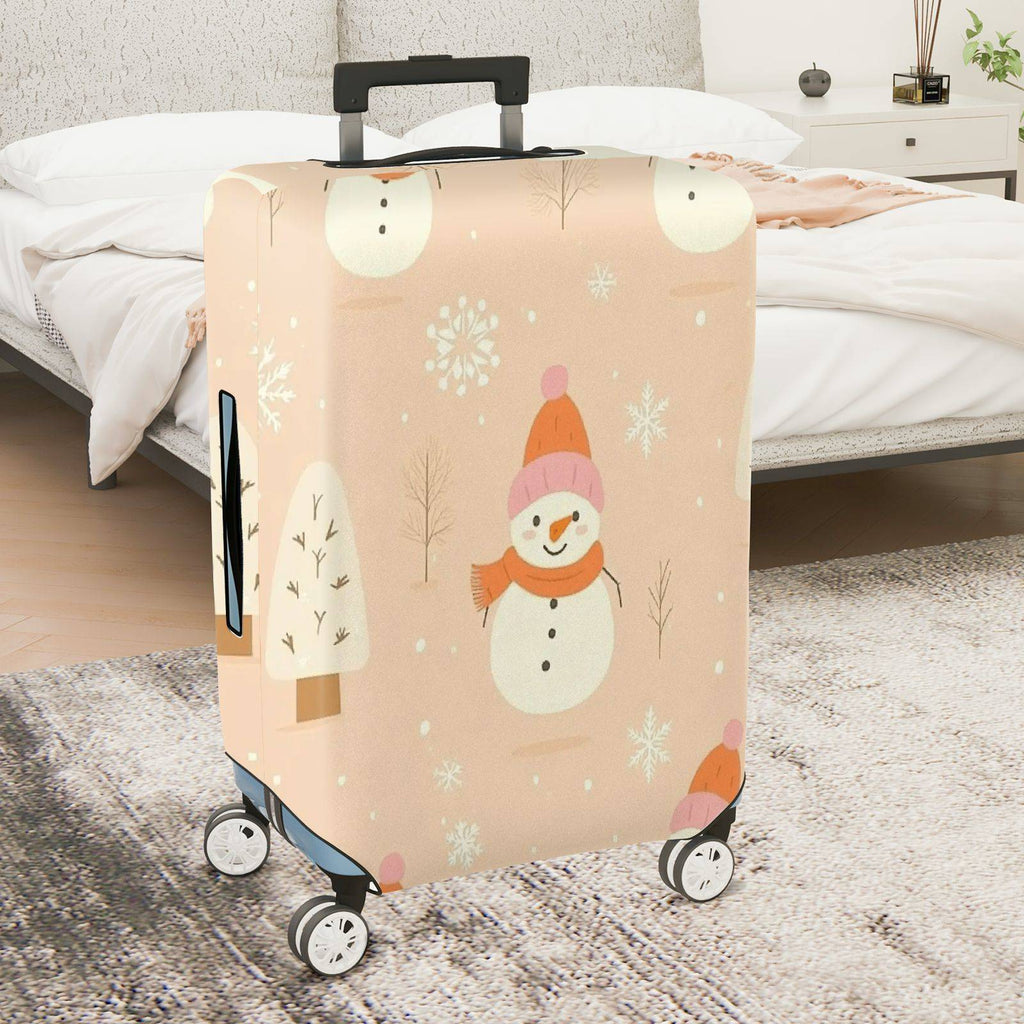 1-Piece Snowman Winter Christmas Holiday Festive  Suitcase Luggage Cover, Stretch Protective Sleeve