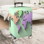 1-Piece World Map Travel Destination Pattern Multicolor Geometric  Suitcase Luggage Cover, Stretch Protective Sleeve