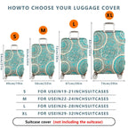 1-Piece Blue Geometric Abstract Pattern Mandala Bohemian  Suitcase Luggage Cover, Stretch Protective Sleeve