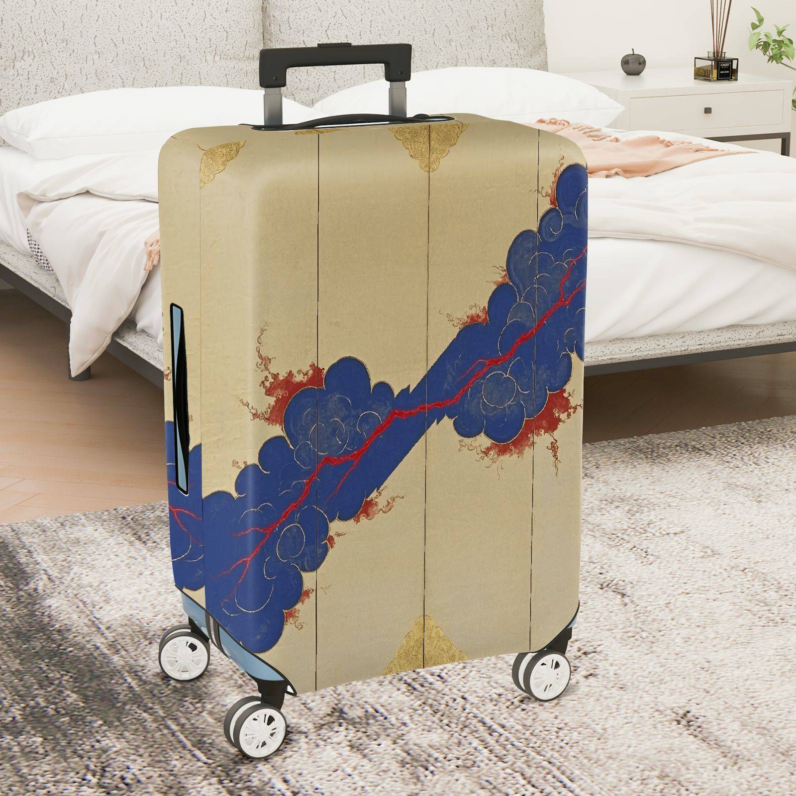 1-Piece Abstract Traditional Vintage Elegant Artistic Cloud  Suitcase Luggage Cover, Stretch Protective Sleeve