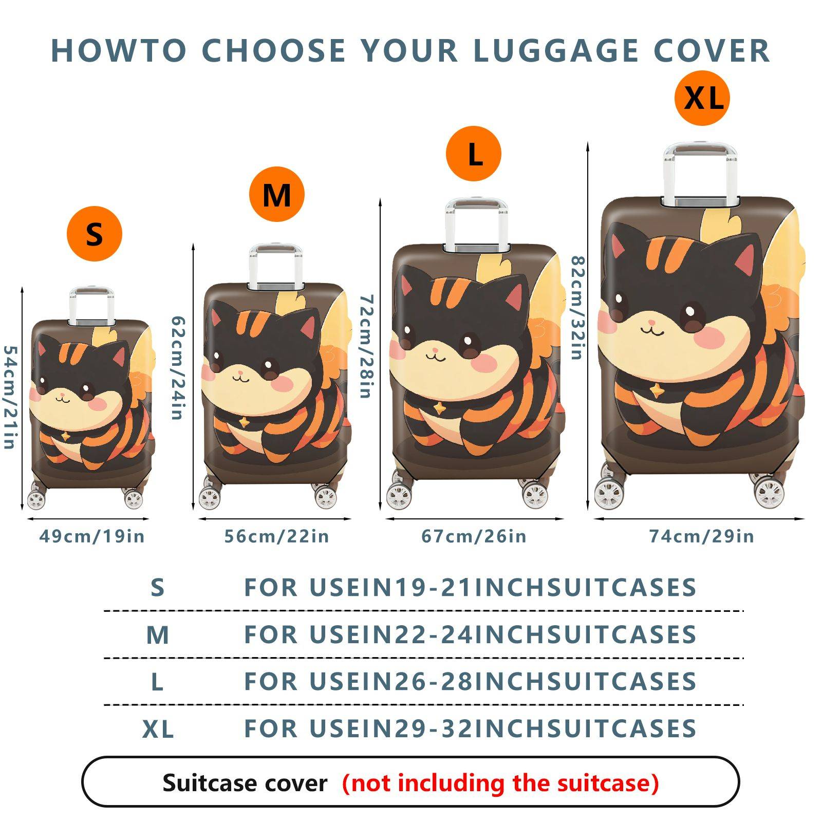 1-Piece Animal Striped Cute Decorative Colorful  Suitcase Luggage Cover, Stretch Protective Sleeve