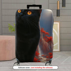 1-Piece Black Cat Moon Landscape Red Tree Artistic  Suitcase Luggage Cover, Stretch Protective Sleeve