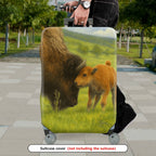 1-Piece Buffalo Landscape Pastoral Nature Animal Herd  Suitcase Luggage Cover, Stretch Protective Sleeve