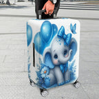 1-Piece Cute Blue Elephant Balloon Floral Bow Butterfly  Suitcase Luggage Cover, Stretch Protective Sleeve