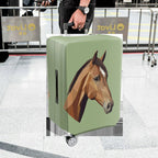 1-Piece Geometric Horse Art Animal Pattern Green  Suitcase Luggage Cover, Stretch Protective Sleeve